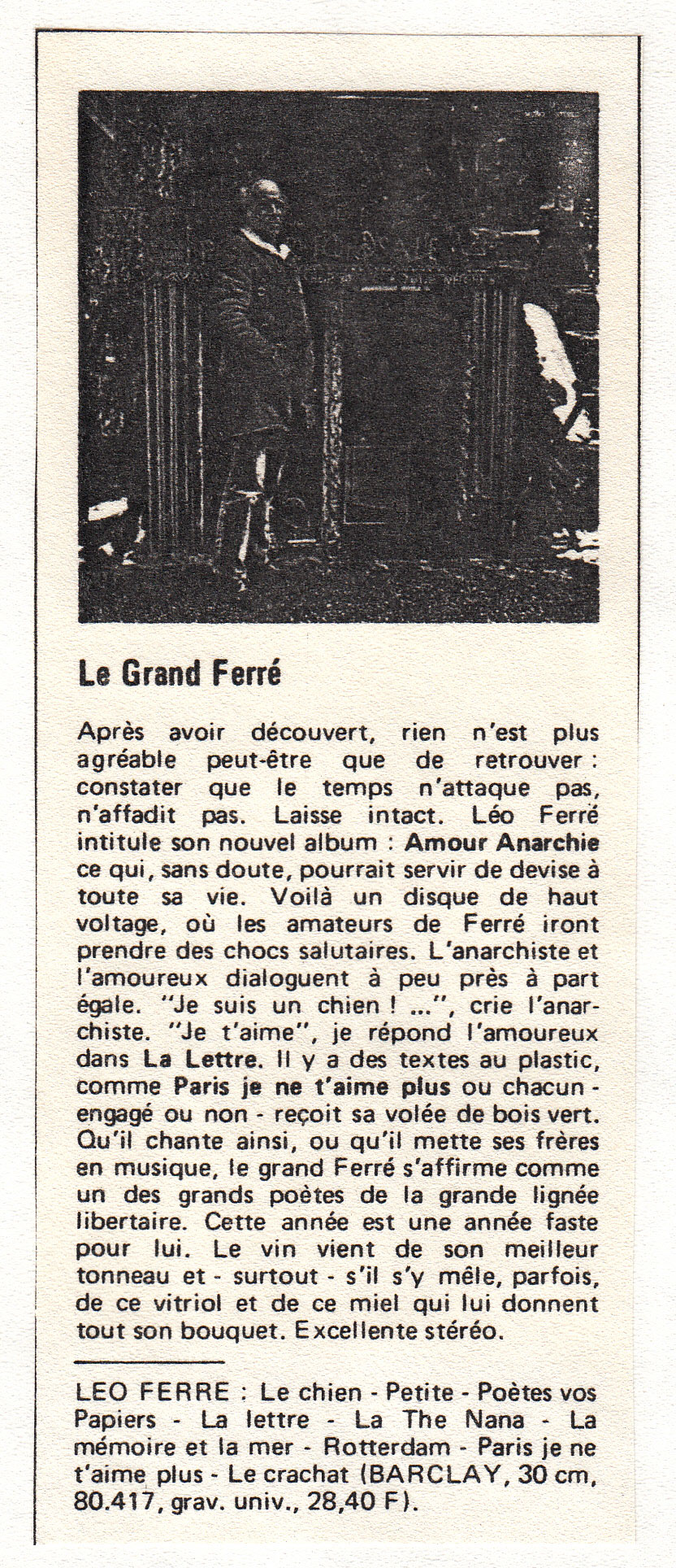 Léo Ferré - Diapason d'octobre 1970