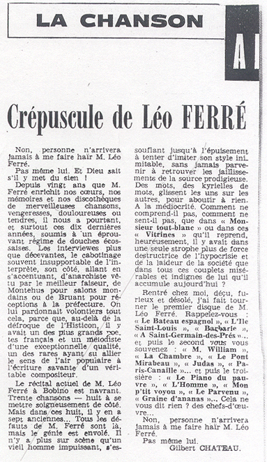 Léo Ferré - Le Progrès du 29/11/1970