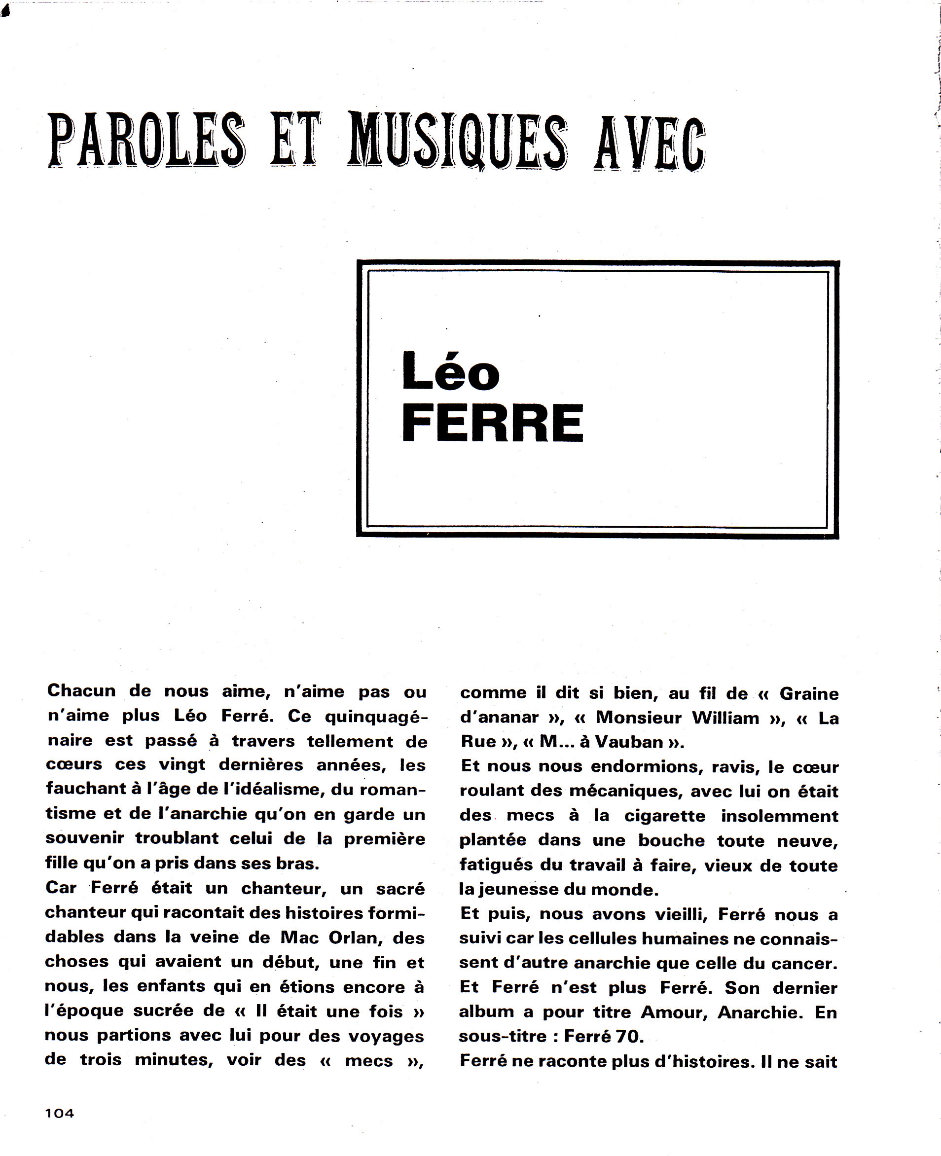 Léo Ferré - ??? du ?? ?? 1970