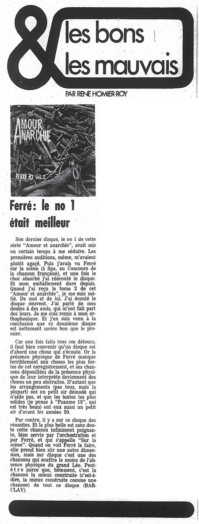 Léo Ferré - La presse, 1884- (Montréal), 11 février 1971, F. Spec