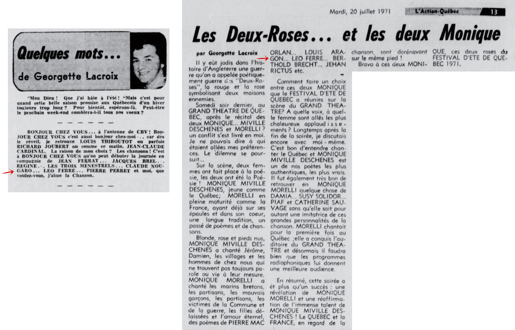 Léo Ferré - L'Action, 1962-1971, mardi 20 juillet 1971