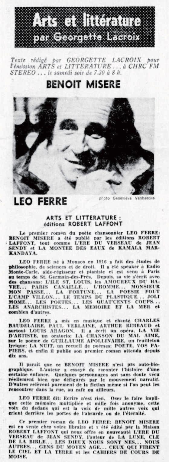 Léo Ferré - L'Action, 1962-1971, samedi 24 juillet 1971