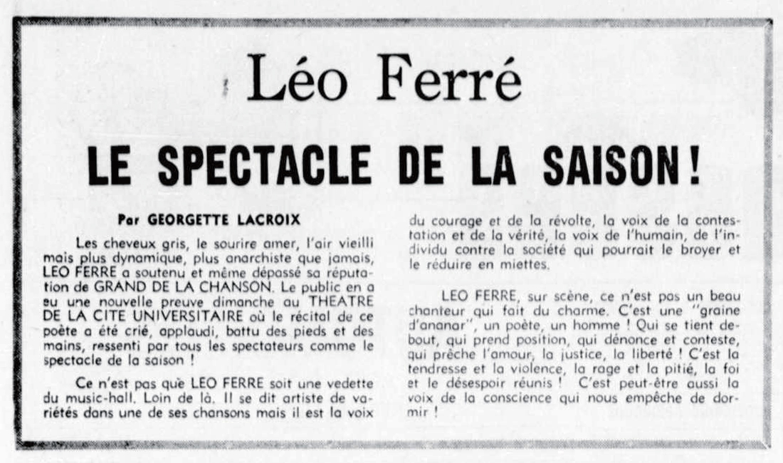 Léo Ferré - L'Action, 1962-1971, mardi 10 août 1971