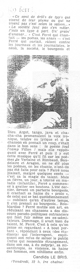 Léo Ferré - L'Humanité Dimanche du 29/09/1971