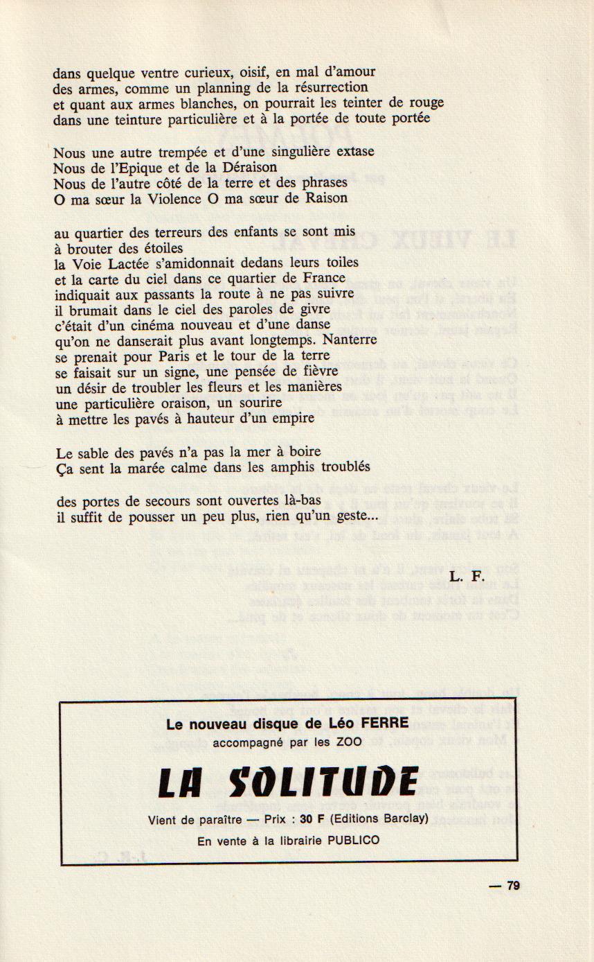 Léo Ferré - La rue n°12, 4ème trimestre 1971