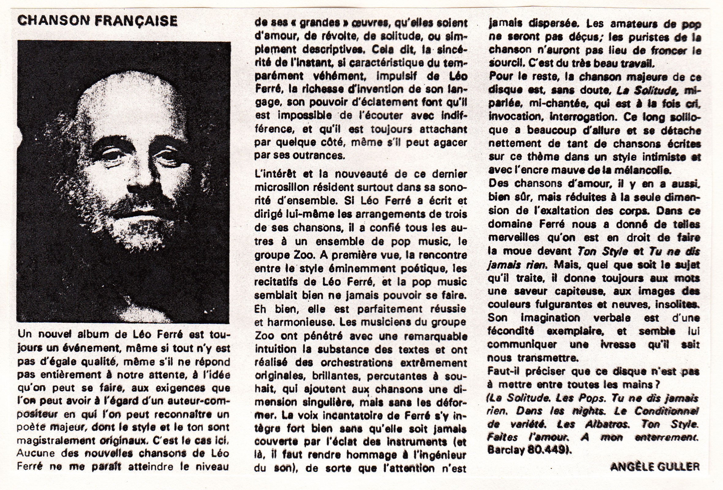 Léo Ferré - Femmes d'aujourd'hui de ?? décembre 1971
