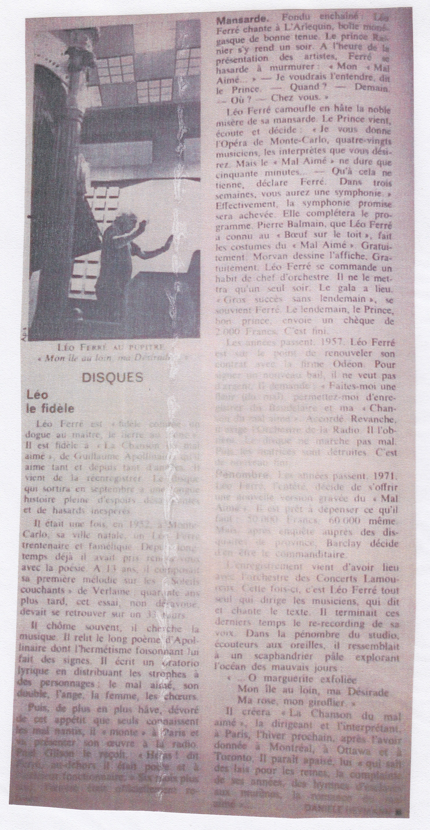 Léo Ferré - L'Express du 26 juillet au 1er août 1971