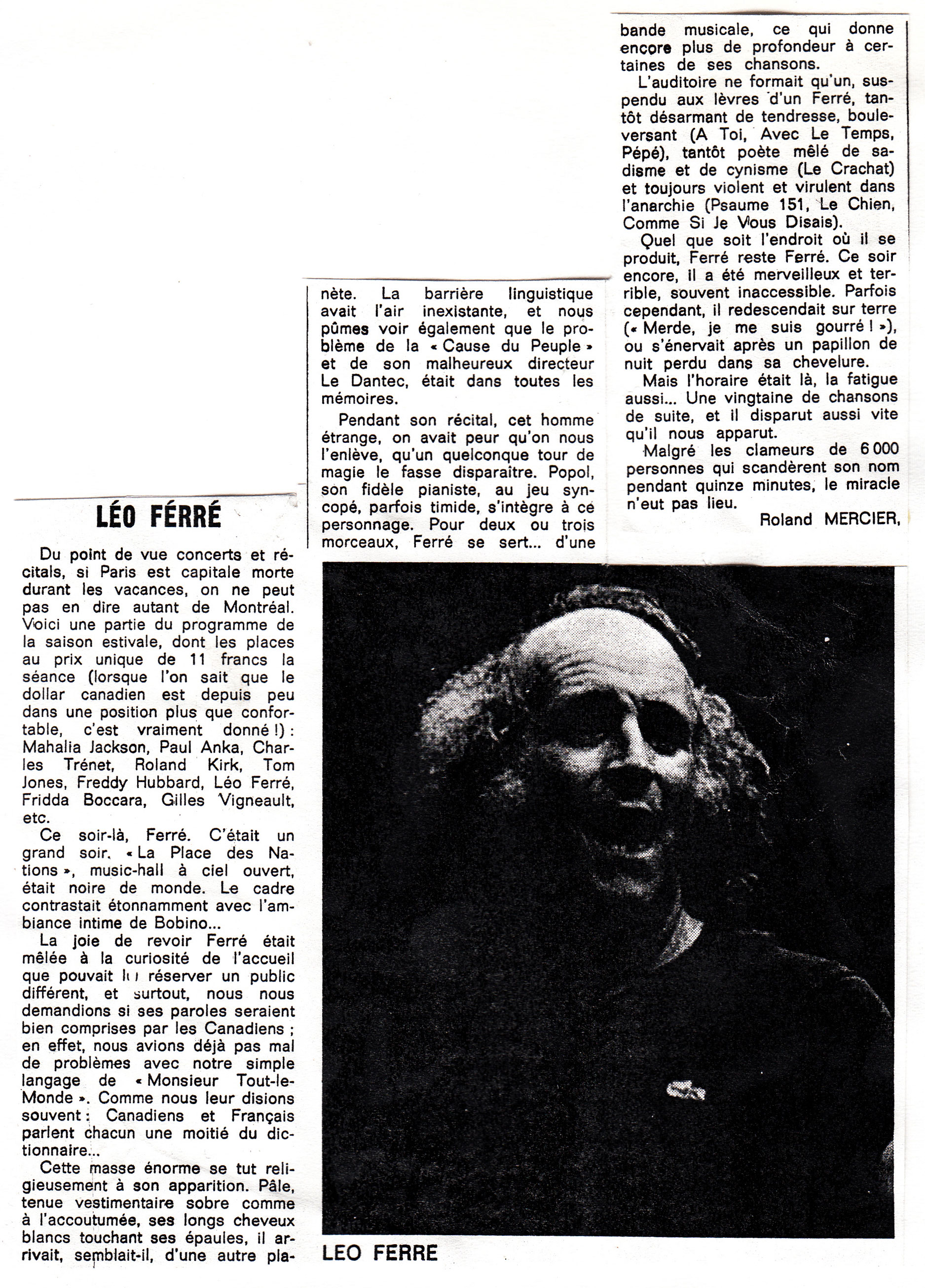 Léo Ferré - Pop Music Superhebdo du 6 janvier 1972