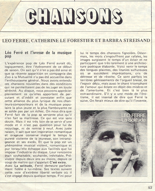 Léo Ferré - Diapason - Février 1972