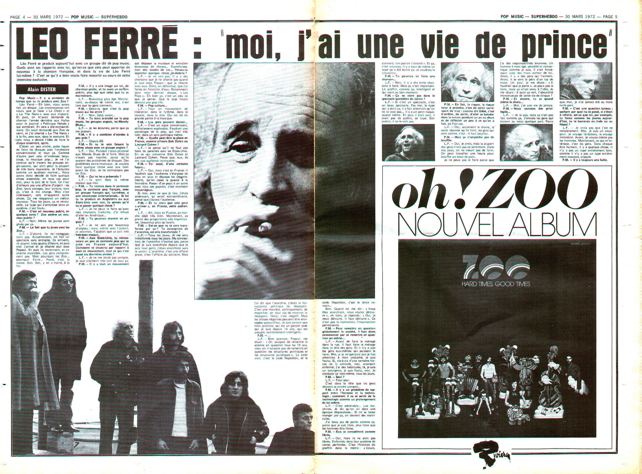 Léo Ferré - SuperHebdo Pop Music N°102 du 30/03/1972