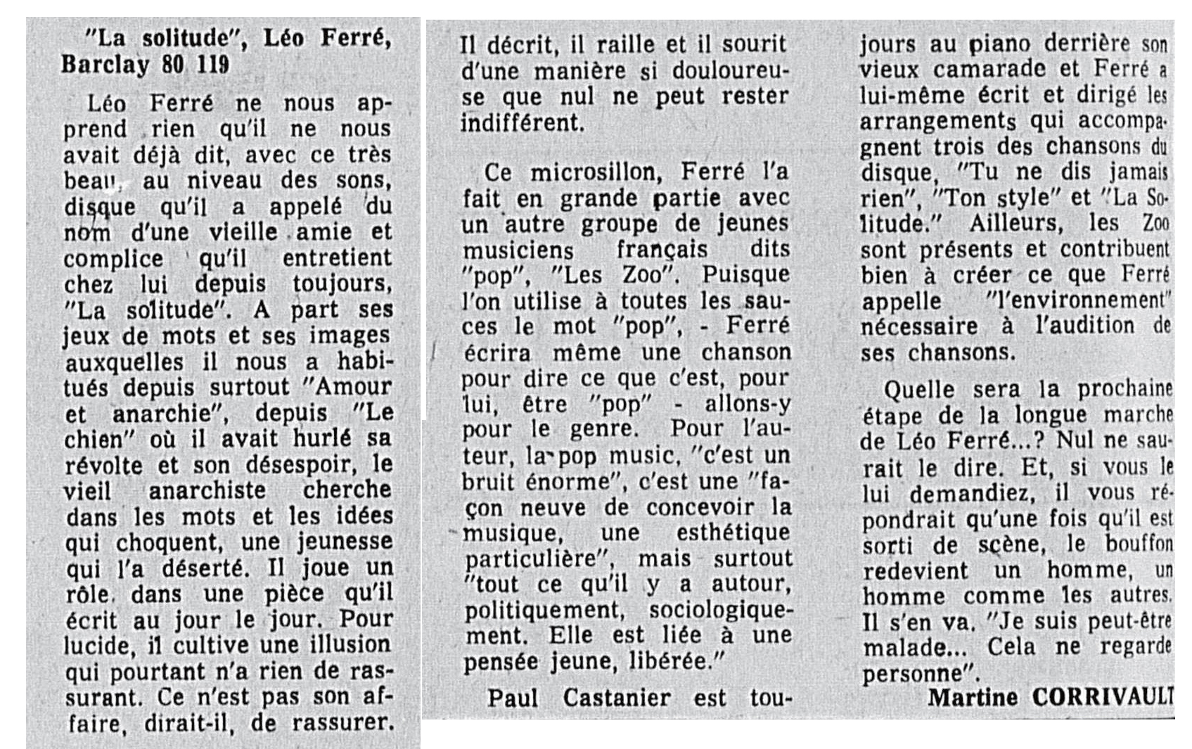 Léo Ferré - Le soleil du Saguenay-Lac-Saint-Jean, 1970-1973, samedi 3 juin 1972