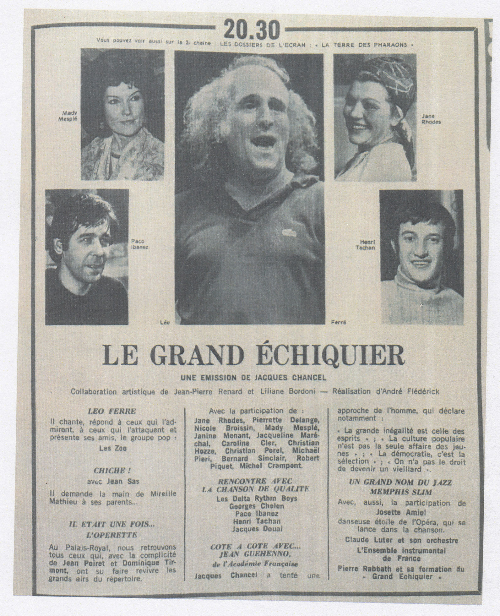 Léo Ferré - Télé 7 jours du 29 juillet au 4 août 1972