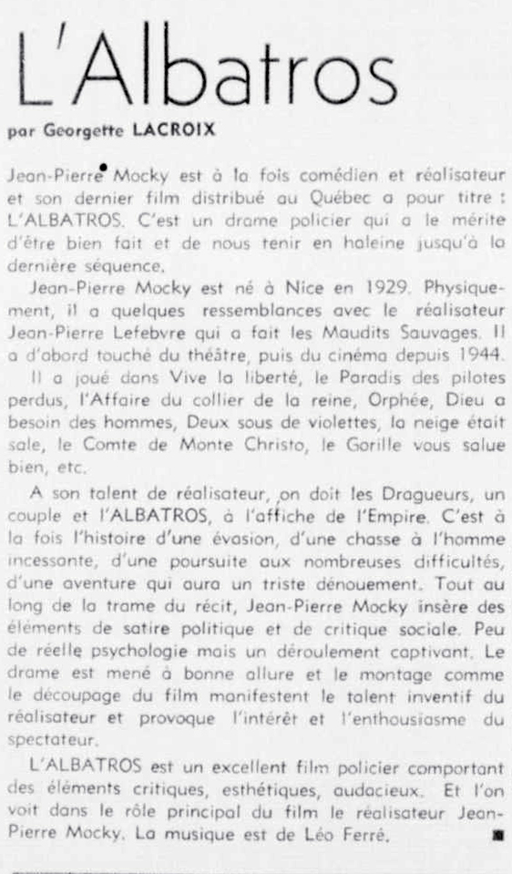Léo Ferré - L'Action-Québec, 1971-1973, jeudi 24 août 1972