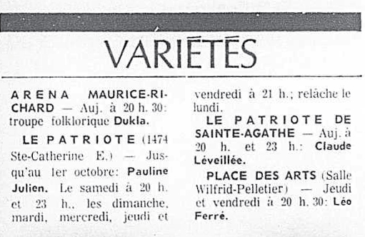 Léo Ferré - La presse, 1884- (Montréal), 23 septembre 1972, E. Arts et lettres