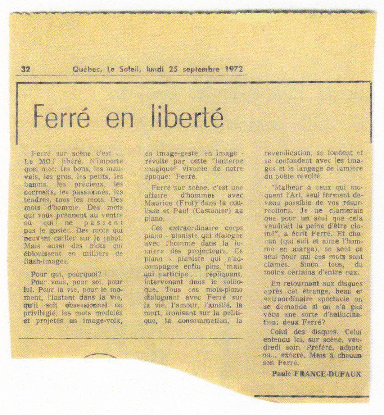 Léo Ferré - Le soleil du 25 septembre 1972