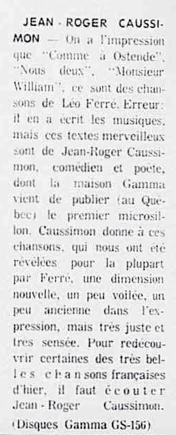 Léo Ferré - La presse, 1884- (Montréal), 21 octobre 1972, D. Arts et lettres