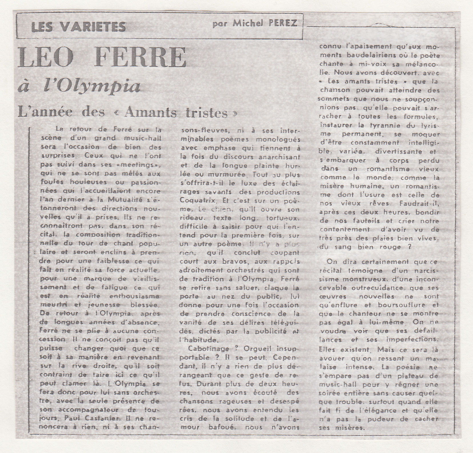 Léo Ferré - Combat du 28 octobre 1972