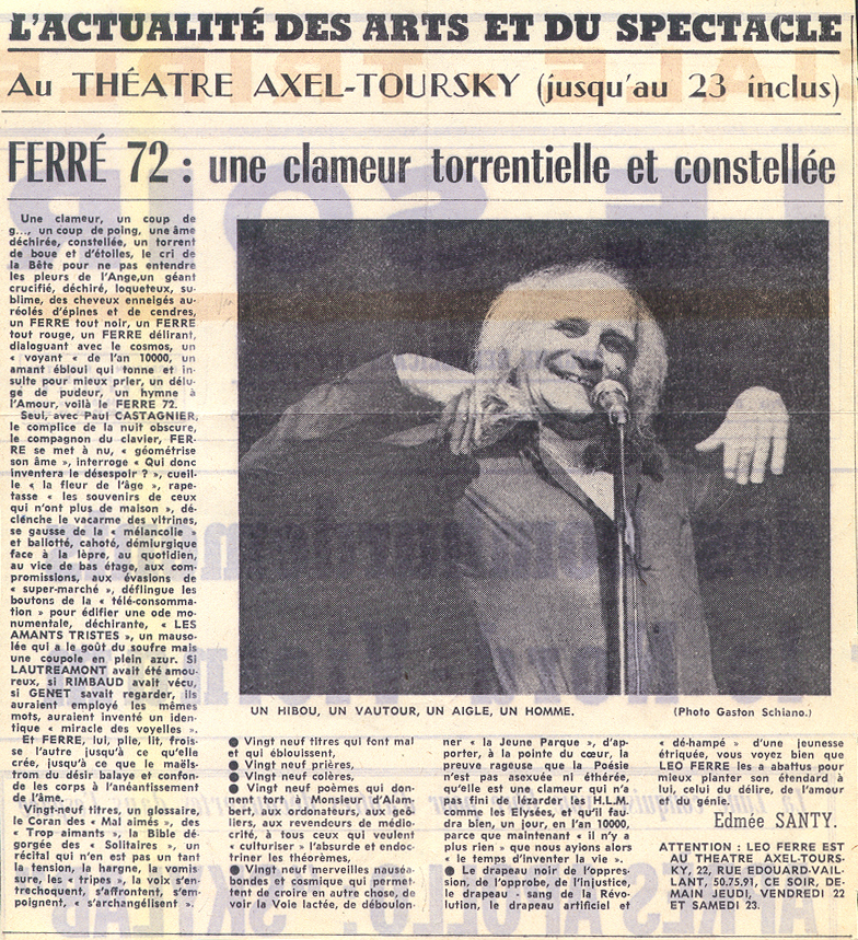 Léo Ferré - Le soir de Marseille du 20/12/1972