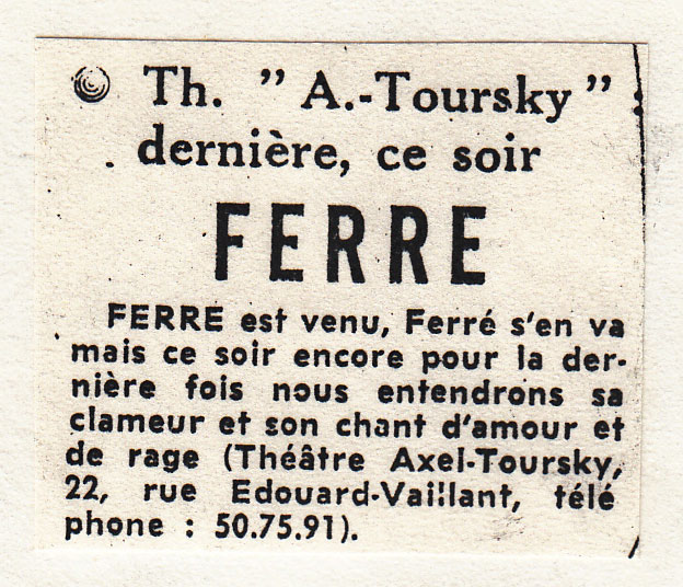 Léo Ferré - Le Soir de Marseille du 23 décembre 1972