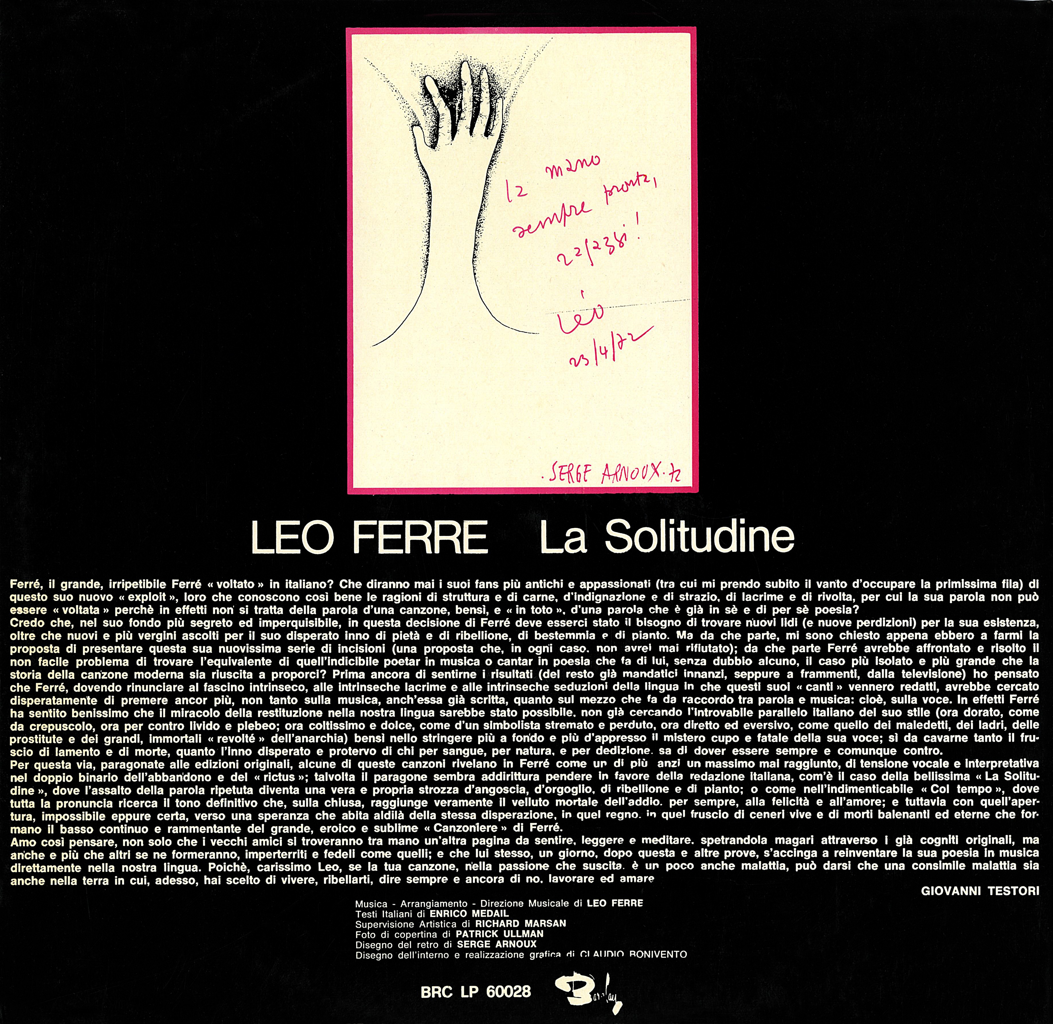 Léo Ferré - La solitudine, Barclay 60 028
