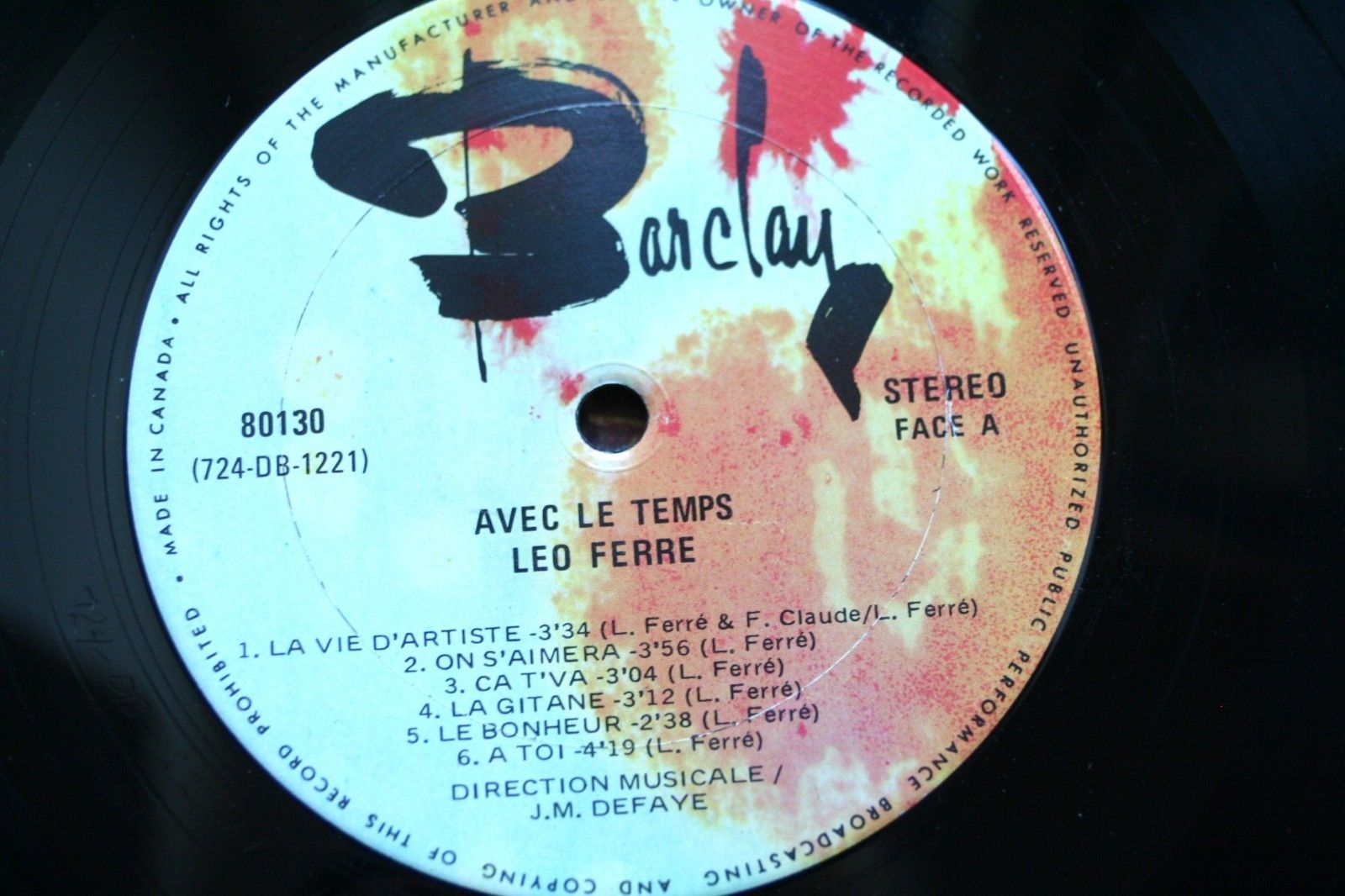 Léo Ferré - Les chansons d’amour de Léo Ferré, Barclay 80 130
