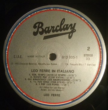 Léo Ferré - La solitudine, Barclay 813 805-1
