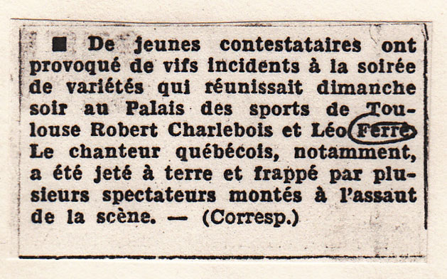 Léo Ferré - Le Monde du 13 février 1973
