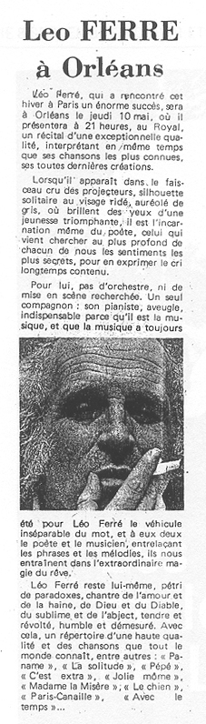 Léo Ferré - La République du Centre du 03/05/1973