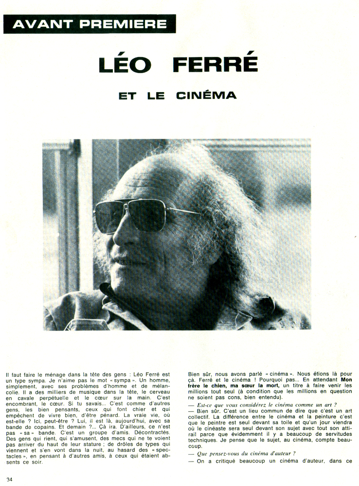 Léo Ferré - Cinématographe N°3 de juillet 1973