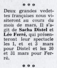 Léo Ferré - A propos, 1973-1974, mercredi 20 février 1974