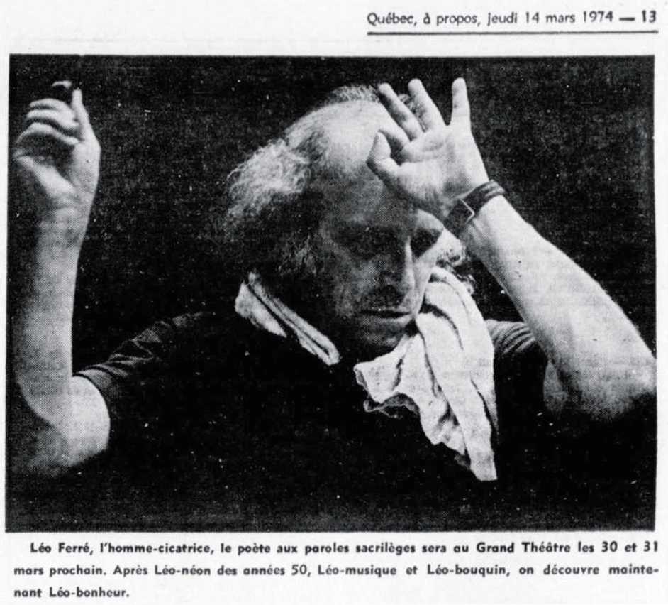 Léo Ferré - A propos, 1973-1974, jeudi 14 mars 1974