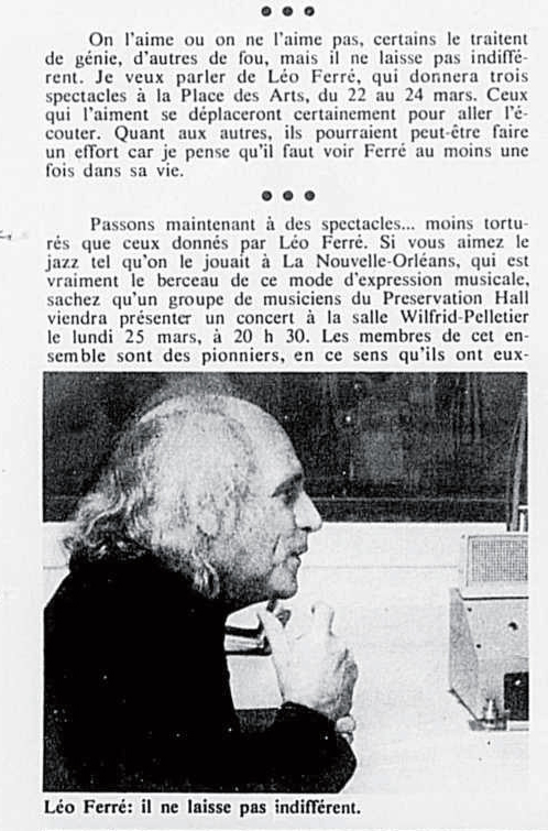 Léo Ferré - Photo-journal, 1937-1978, dimanche 24 mars 1974