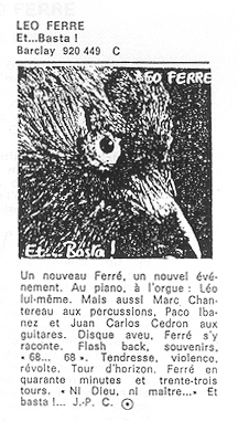 Léo Ferré, Extra N°40 de mars 1974