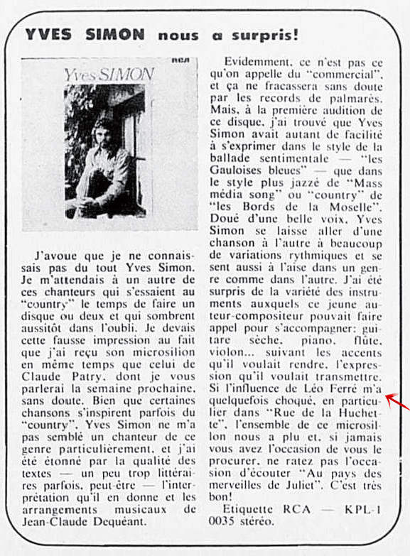 Léo Ferré - Photo-journal, 1937-1978, dimanche 30 juin 1974
