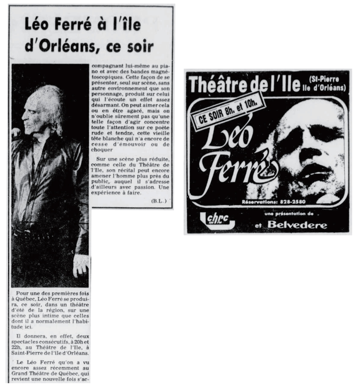 Léo Ferré - Le soleil, 1896- (Québec), vendredi 12 juillet 1974