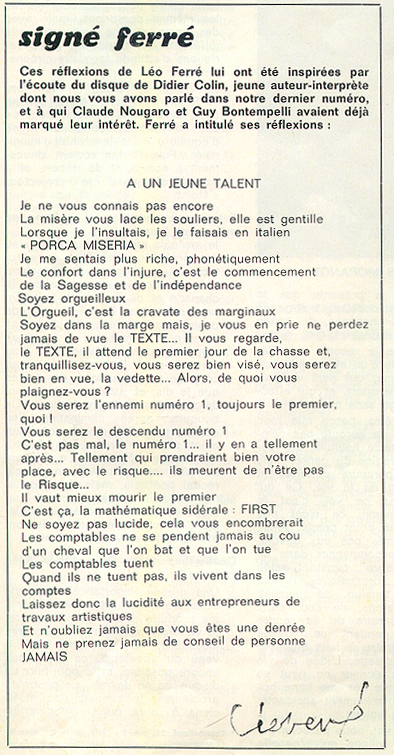 Léo Ferré - Chanson N°10 1974