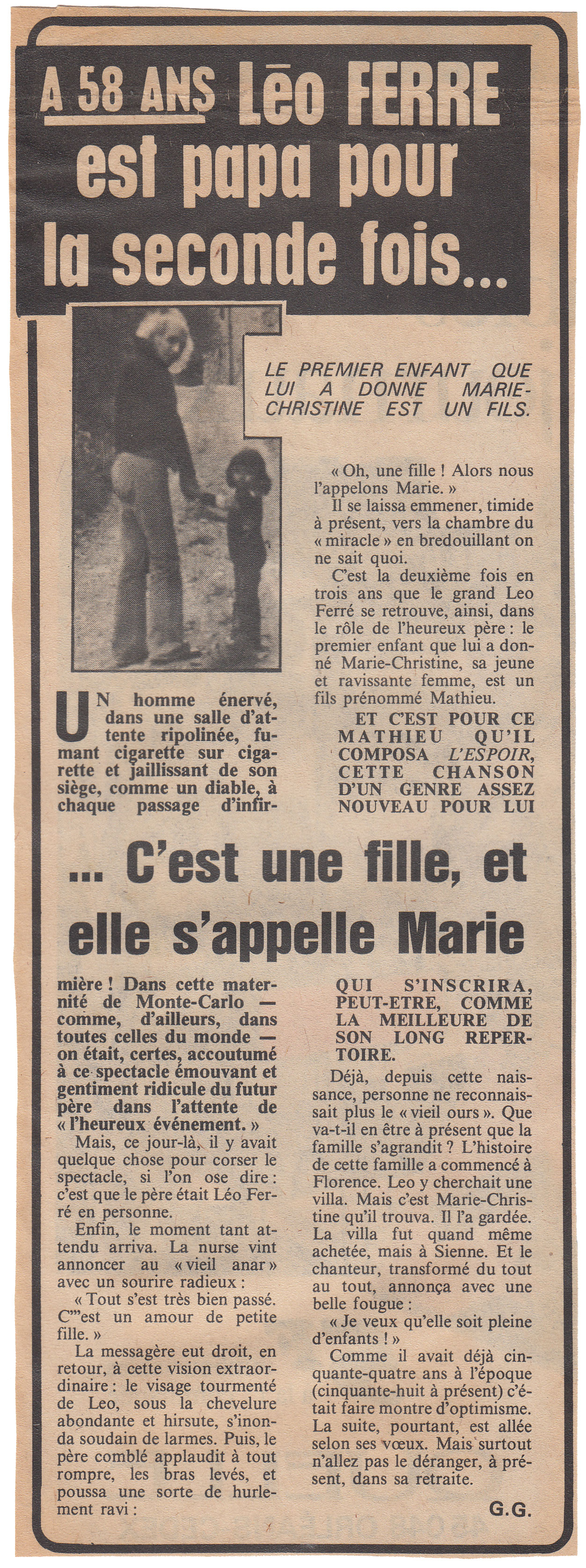 Léo Ferré - Ici-Paris du 23 au 29 août 1974