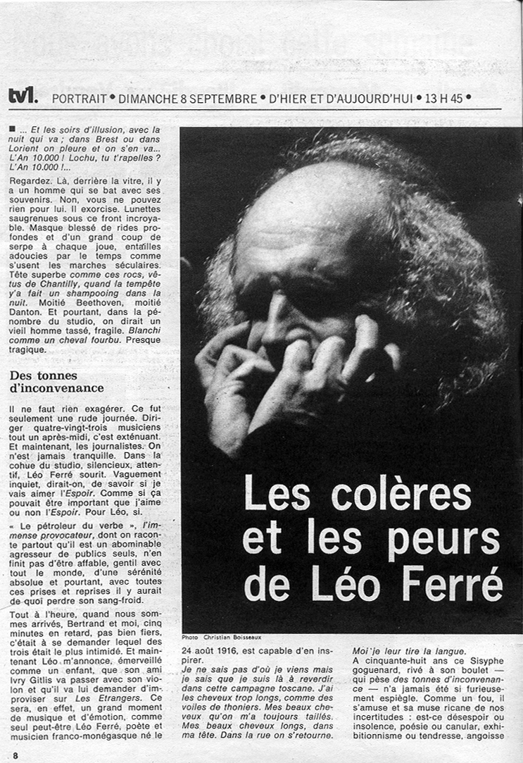 Léo Ferré - Télérama N°1286 1974