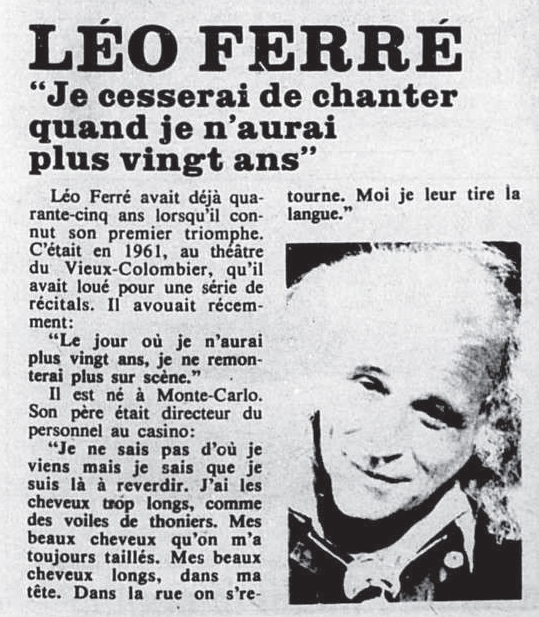 Léo Ferré - Photo-journal, 1937-1978, samedi 5 octobre 1974