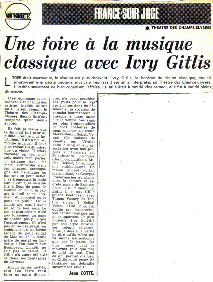 Léo Ferré - Une foire à la musique classique avec Ivry Gitlis