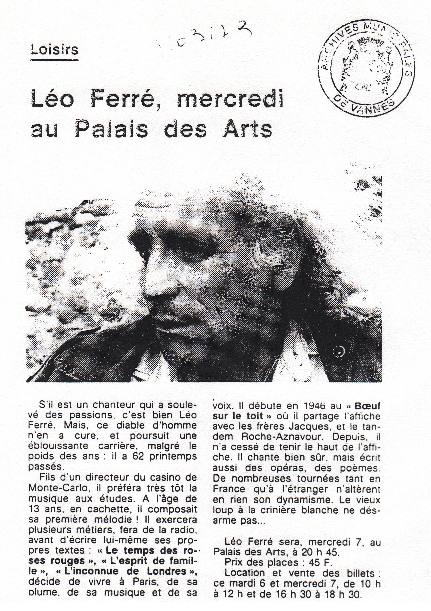 Léo Ferré - ??? du ?? mars 1979