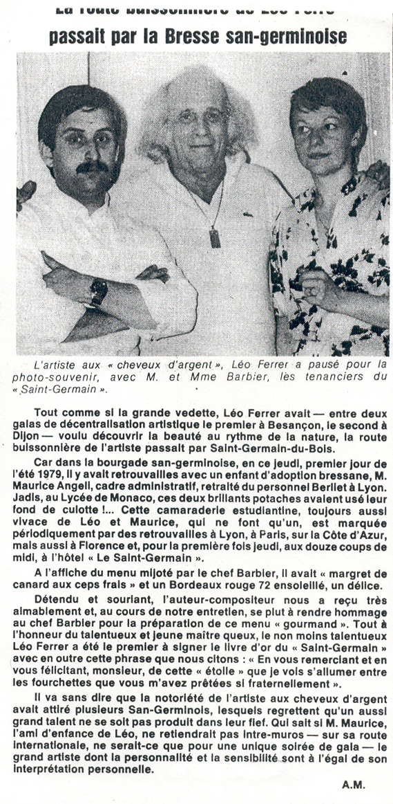 Léo Ferré - Bresse san-germinoise du 21/06/1979