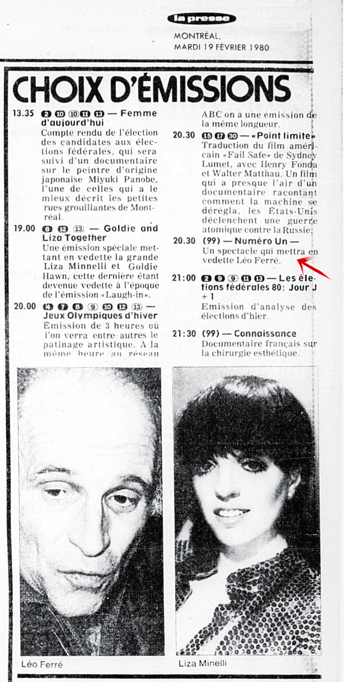 Léo Ferré - La Presse, 19 février 1980, C. Vivre aujourd'hui