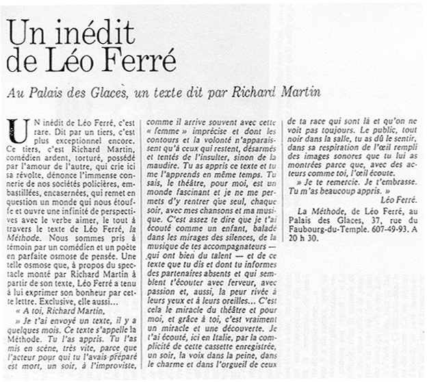 Léo Ferré, Le Matin 05/03/1980