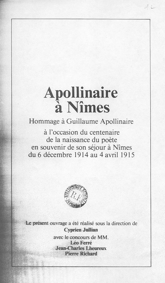 Léo Ferré - Apollinaire à Nîmes