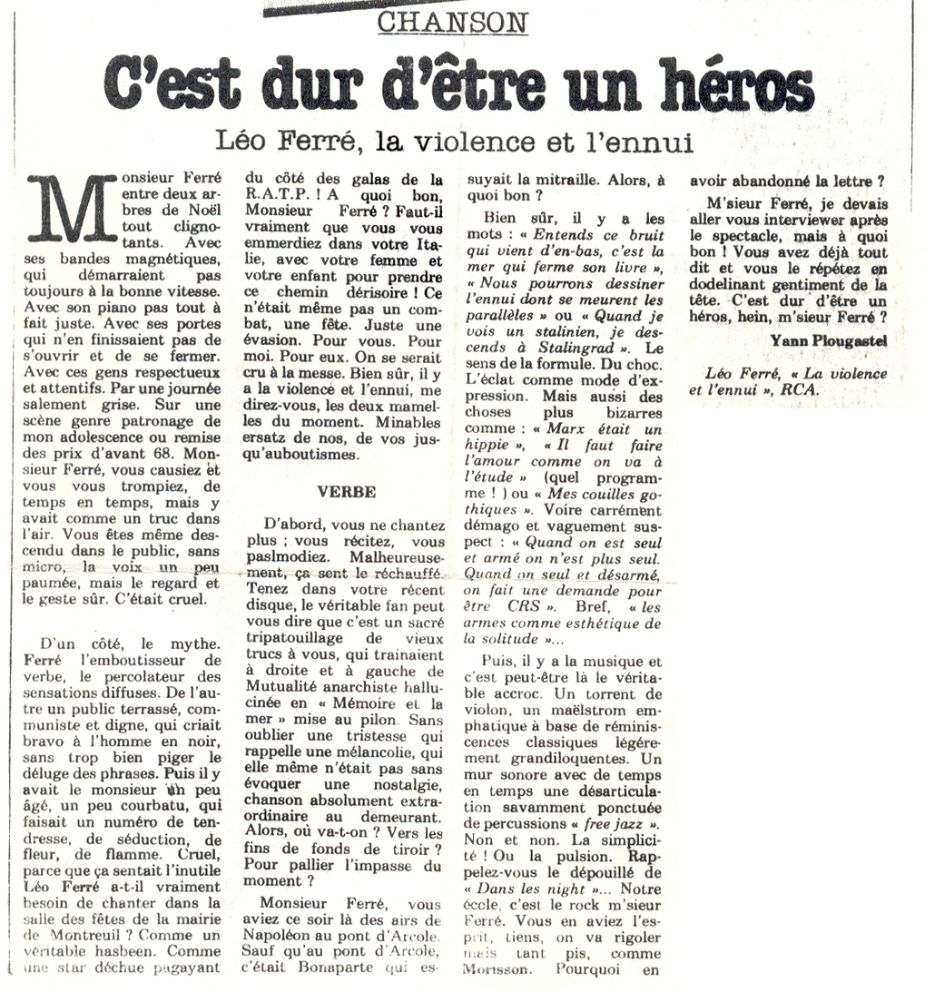 Léo Ferré - Libération du 18/12/1980