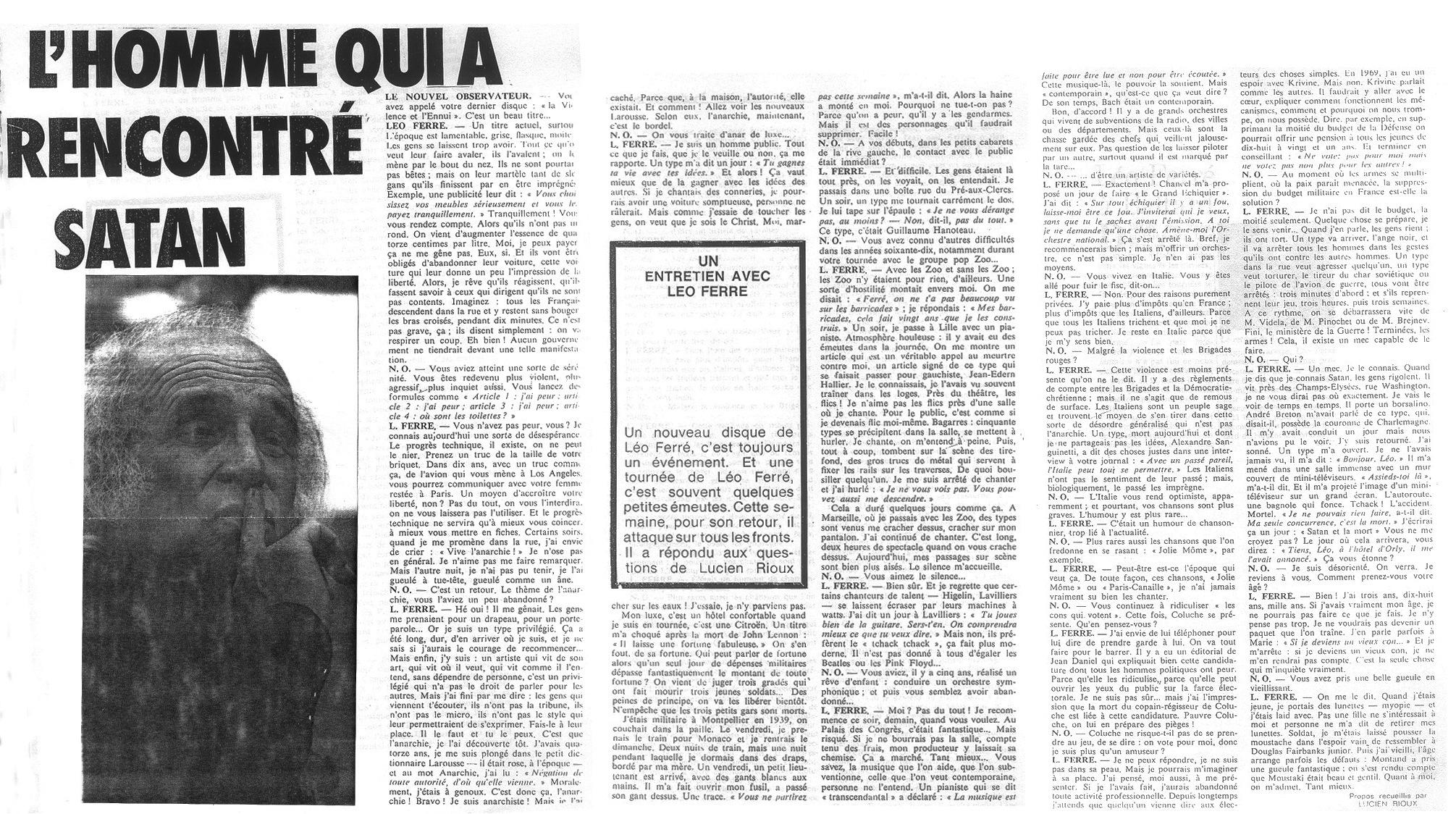 Léo Ferré, Le Nouvel Observateur N° 841 du 22/12/1980