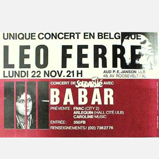 Léo Ferré - Concert de solidarité avec Babar en Belgique