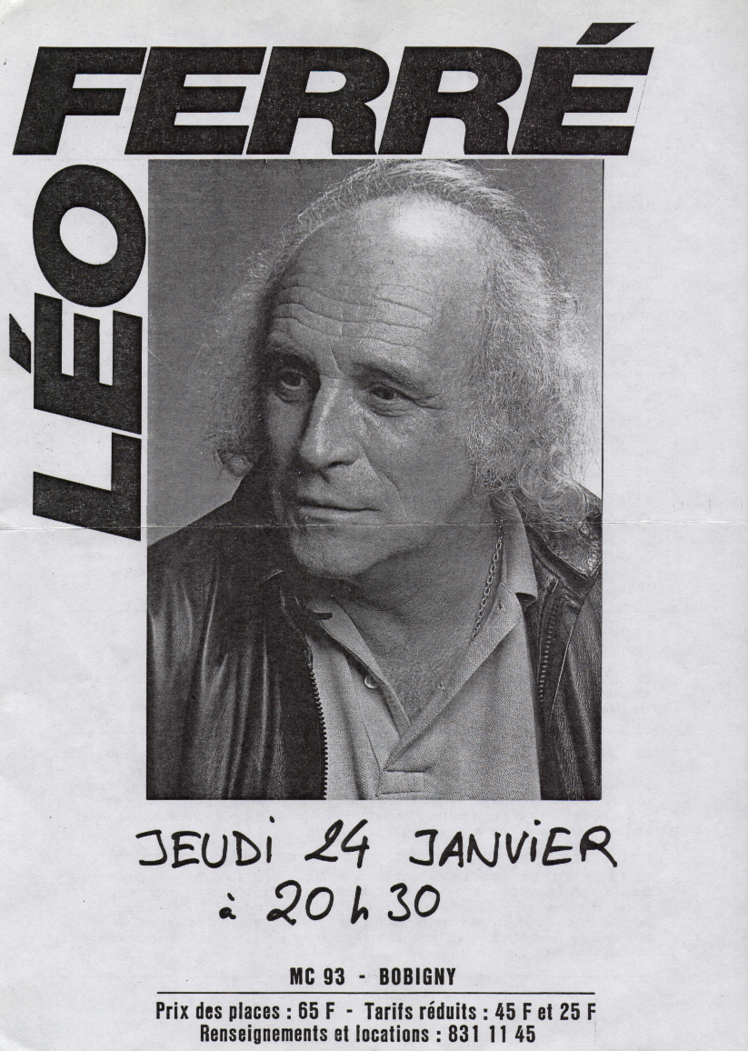 Léo Ferré - Bobigny programme du 24/01/1985