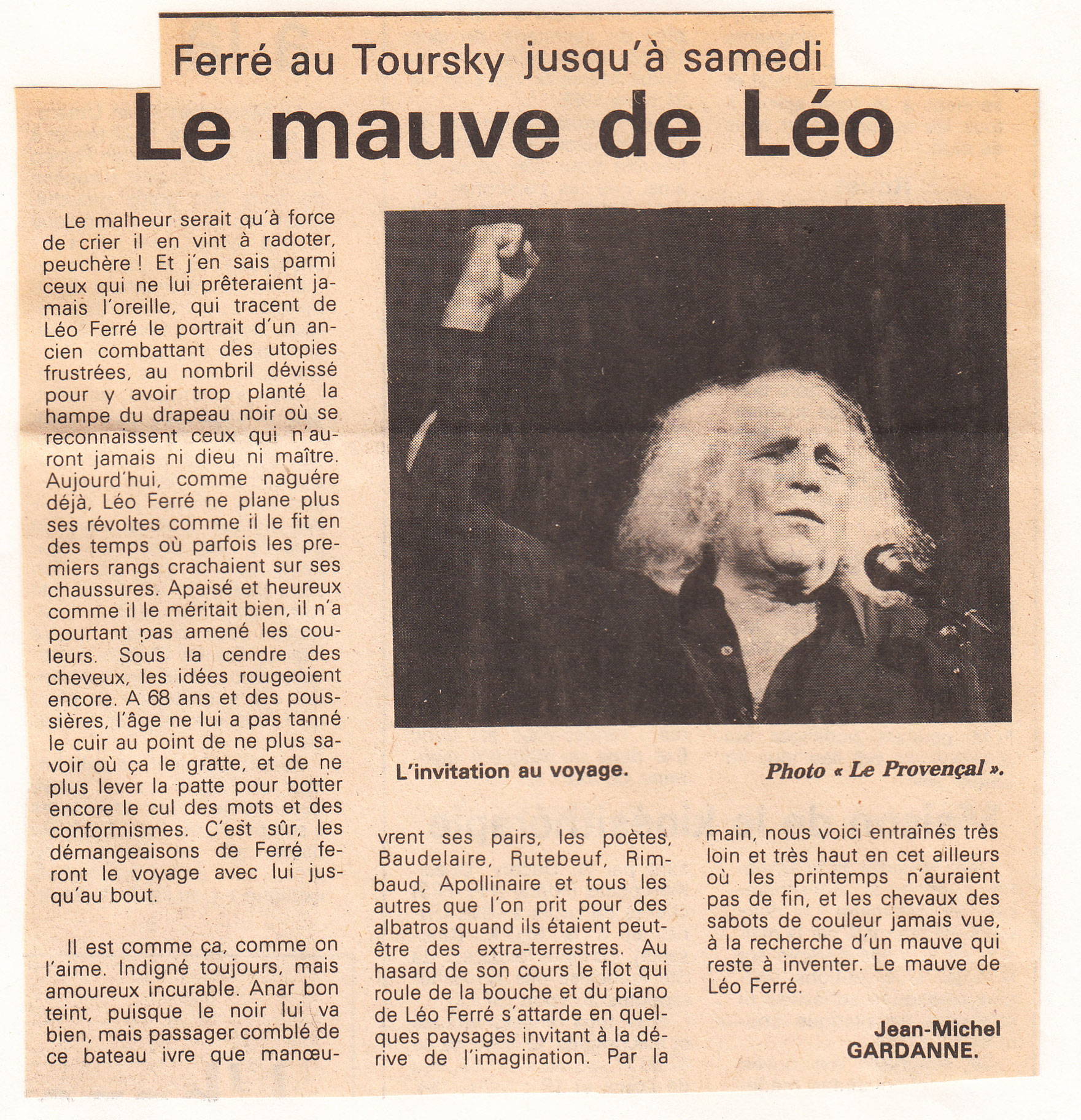 Léo Ferré - Le Provençal du 20 février 1985